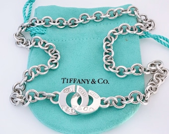 Authentic Tiffany & Co Sterling Silver 1837 Circle Clasp Necklace