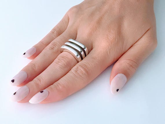 Modern Silpada Three Row Open Dome Square Band Ri… - image 4