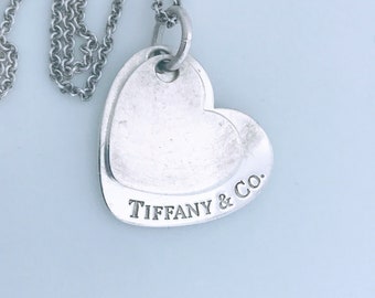 VTG Tiffany Double Heart Pendant Necklace 925 Sterling