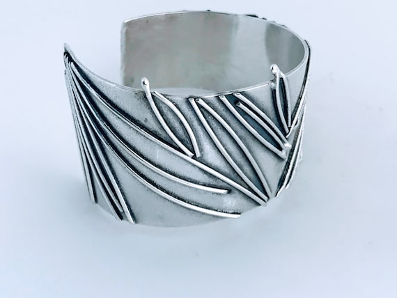 Bracelet Cuff Artisan Français - Or 24K Plaqué - Bijou De Créateur Occasion - Style Bangle