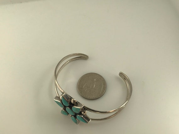 Vintage Southwest Turquoise Sterling Silver Cuff … - image 9