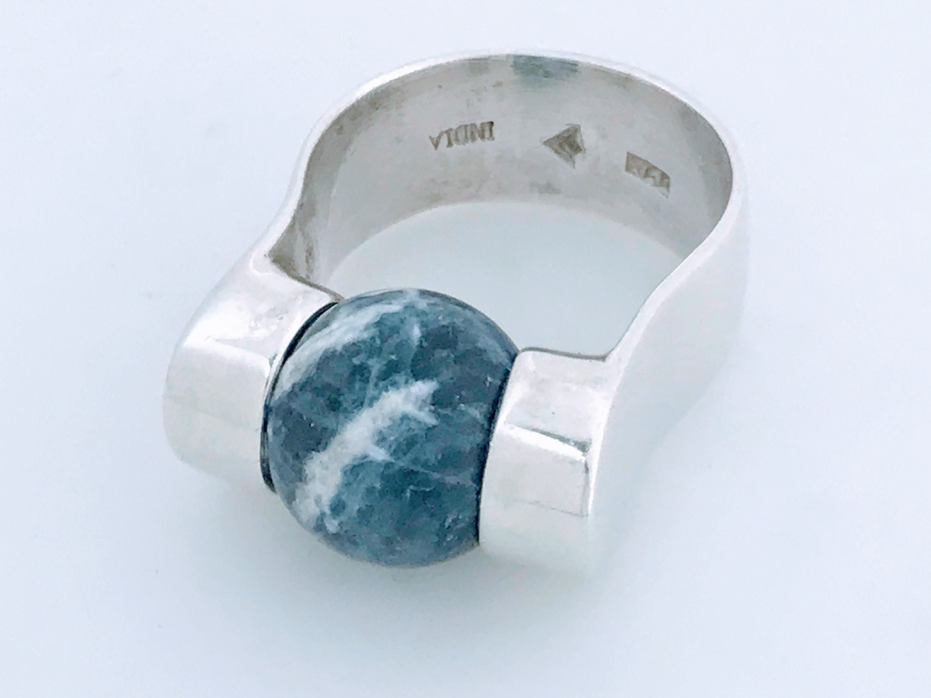 Larimar Ring Atlantis Stone Sterling Silver Wave Scroll Filigree Design Larimar Ring Atlantis Stone Sterling Silver Wave Scroll Filigree Design