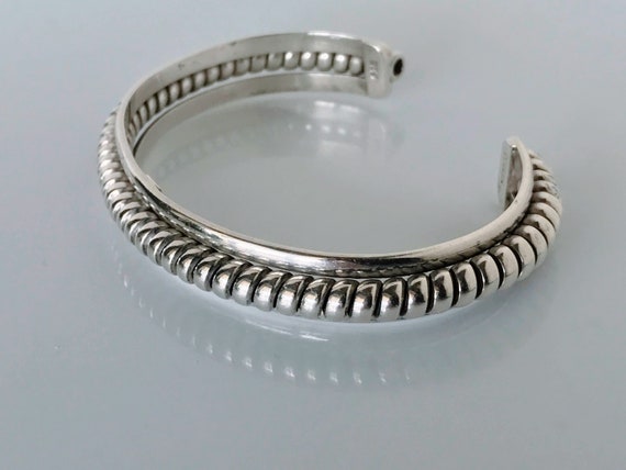Vintage Mexico 925 Silver Coil Rope Twist Cuff Br… - image 7