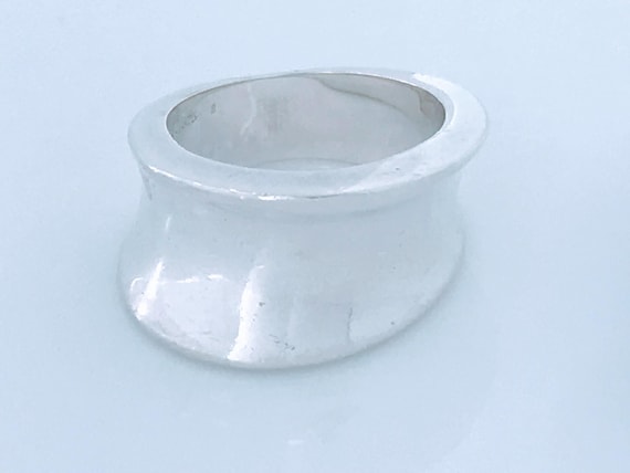 Modern Sculptural Offset Concave Ring Sterling Si… - image 1