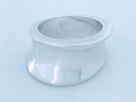 Modern Sculptural Offset Concave Ring Sterling Si… - image 3