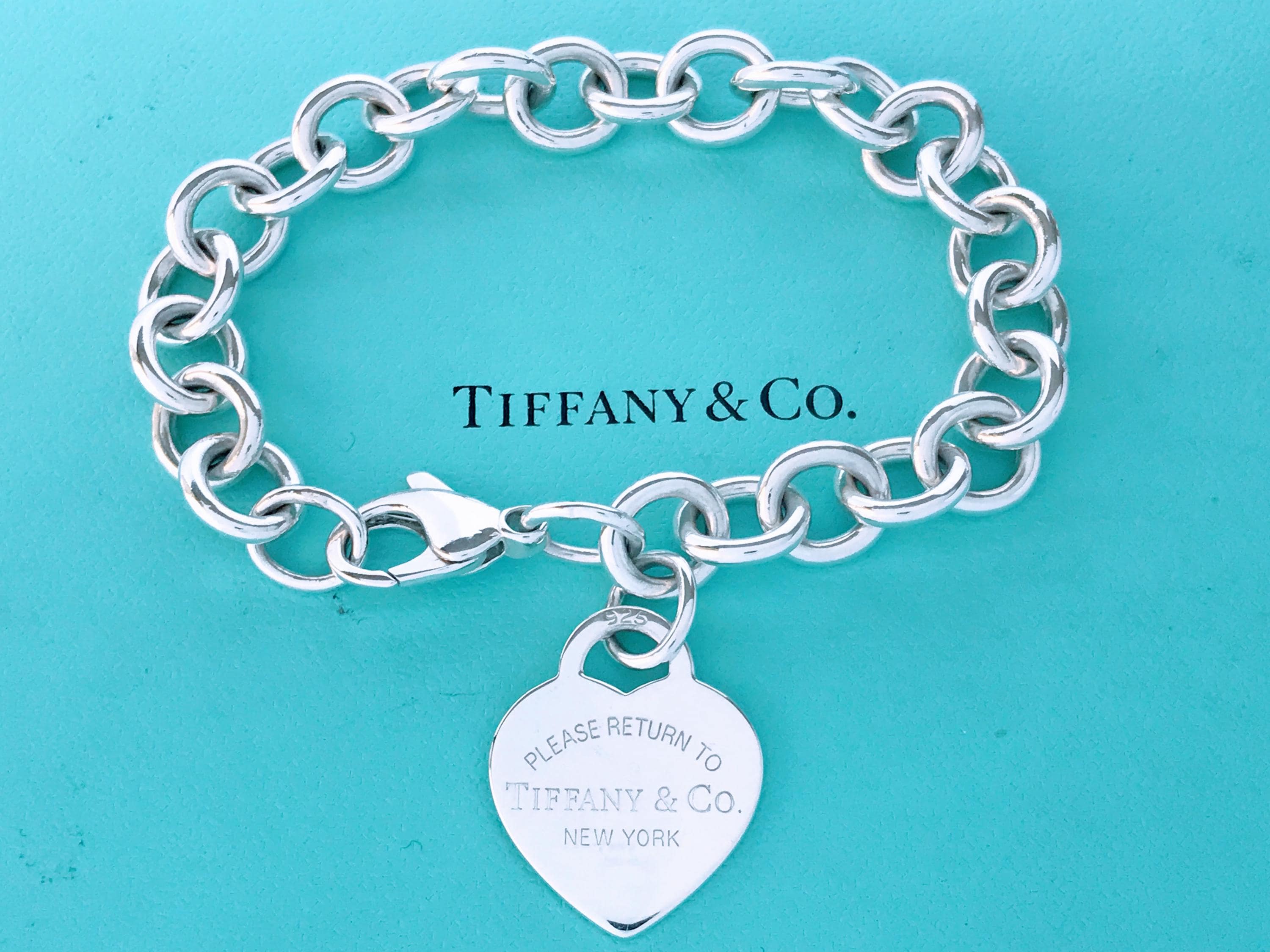 Authentic Tiffany & Co Sterling Silver Heart Tag Charm Bracelet