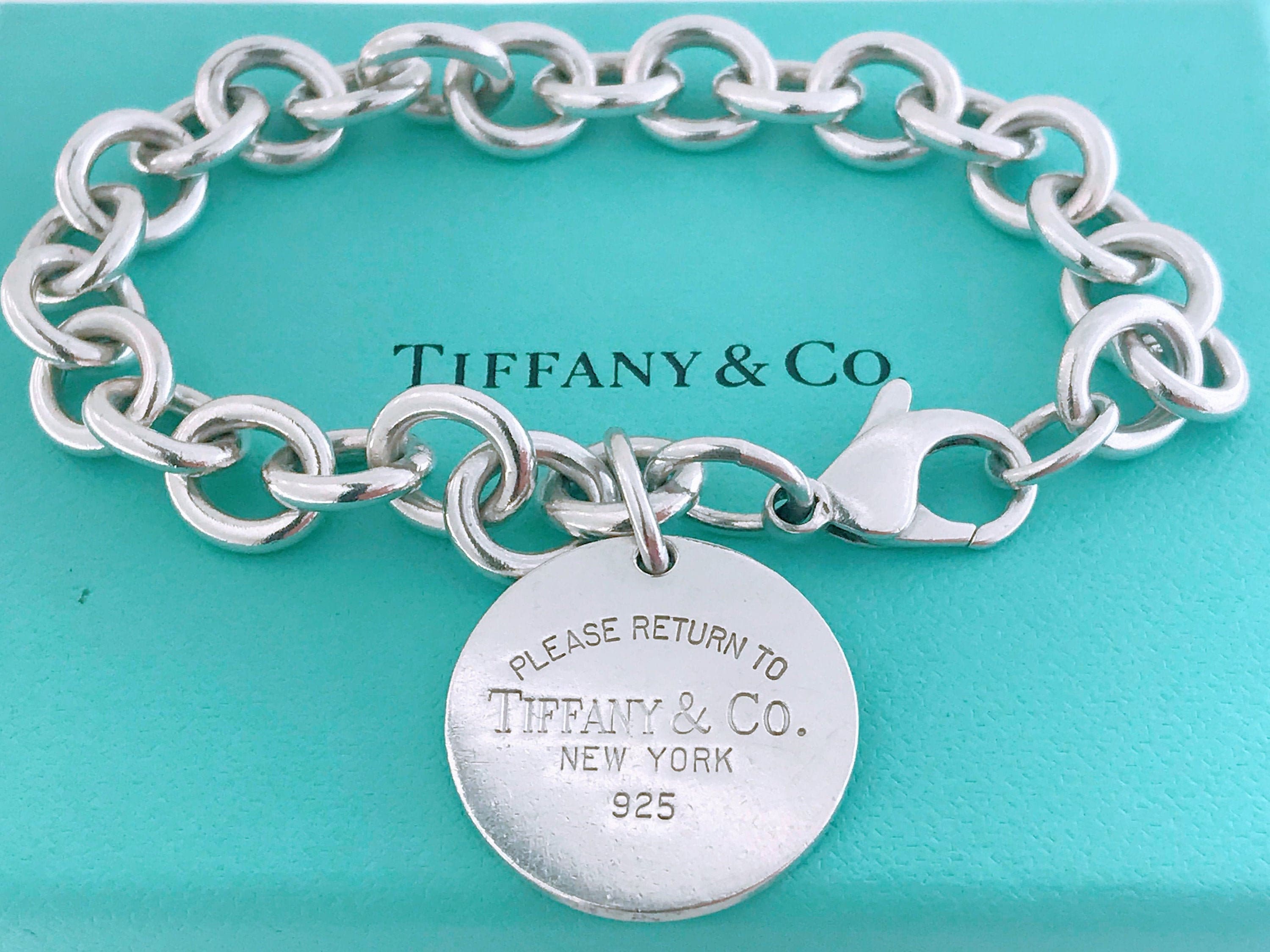 Authentic Tiffany Co Silver Circle Tag Charm Bracelet Tiffany