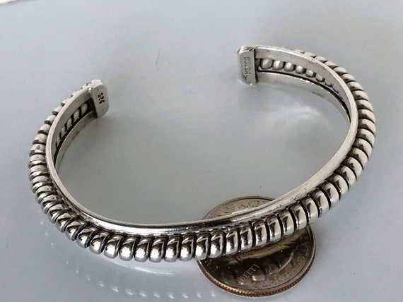 Vintage Mexico 925 Silver Coil Rope Twist Cuff Br… - image 6
