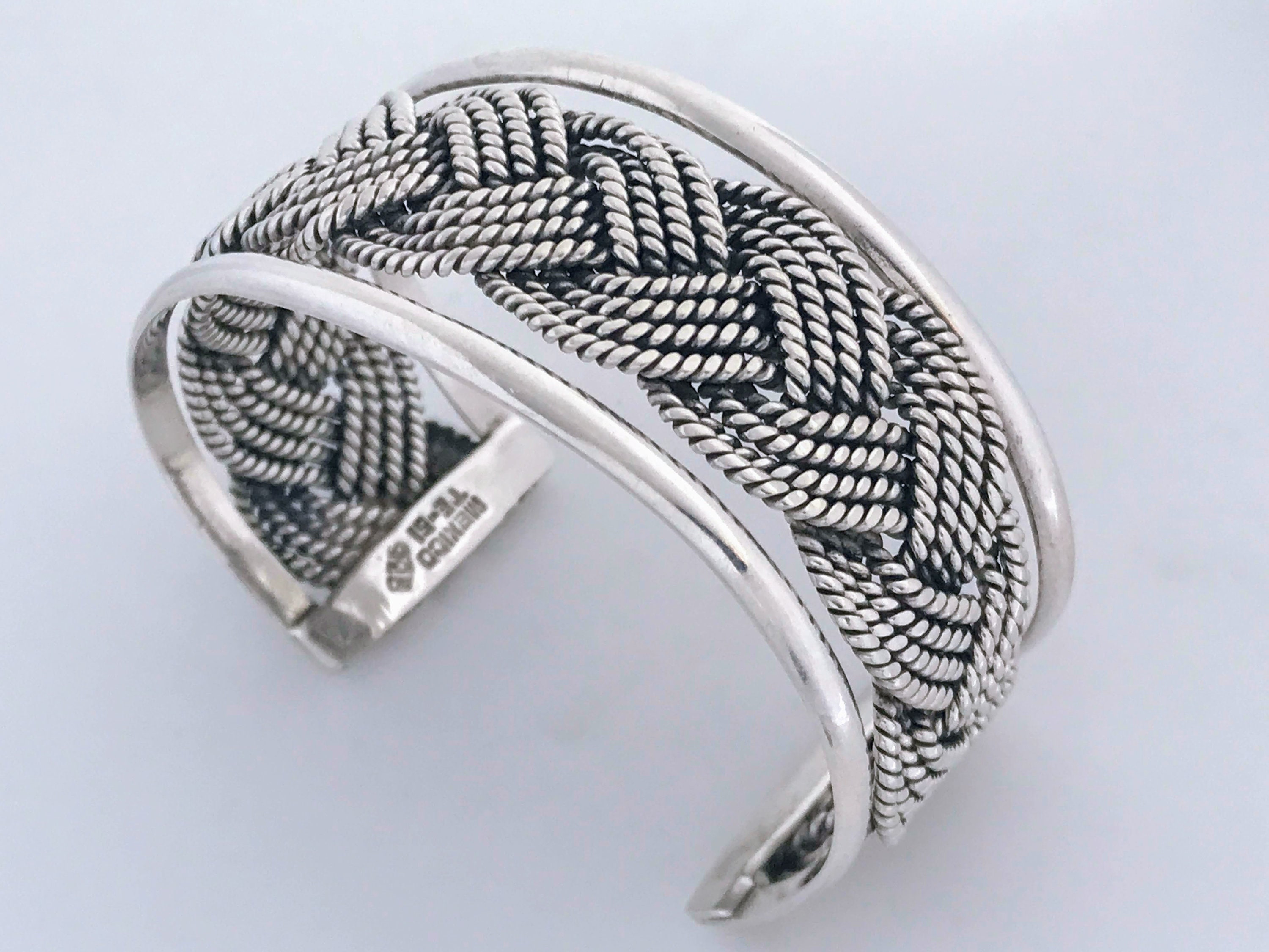 Vintage Taxco Mexico Heavy Modern Braided Woven Cuff Vintage Taxco Mexico Heavy Modern Braided Woven Cuff