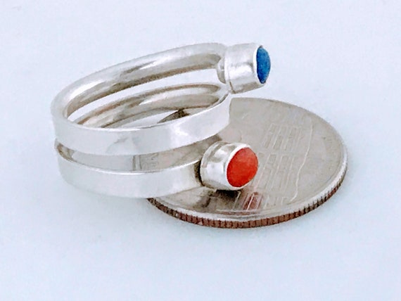 VTG Navajo Ronnie Willie Sterling Silver Red Blue… - image 6