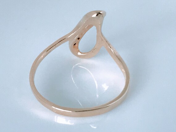 Dainty 10K Yellow Gold Diamond Wave Swirl Ring, R… - image 8