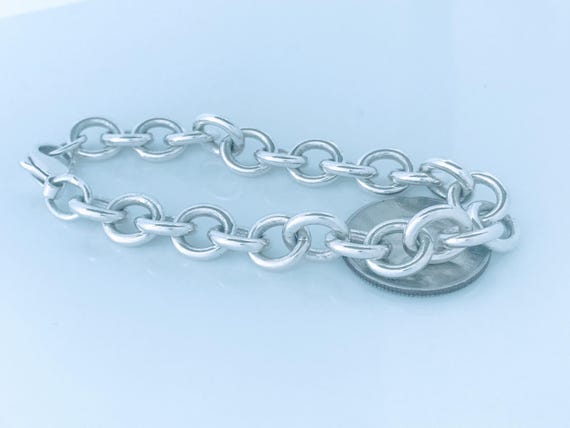 Vintage Solid Sterling Silver Thick Cable Rolo Ch… - image 5