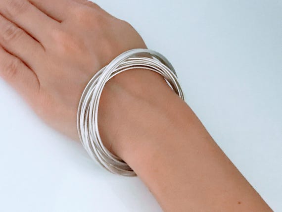 Taxco Mexico Sterling Silver Multi Strand Bangle Bracelet Taxco Mexico Sterling Silver Multi Strand Bangle Bracelet