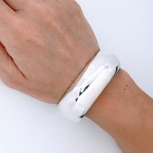 Vintage Taxco Mexico Modernist Domed Smooth Sterling Silver Cuff Bracelet, Retro Convex Dome 925 Cuff, Tapered Thick Smooth Polished Shiny