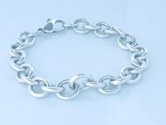 Vintage Solid Sterling Silver Thick Cable Rolo Ch… - image 2