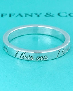 Tiffany & Co. I love you リング Authentic Tiffany & Co Sterling Silver Notes I Love You Band Ring