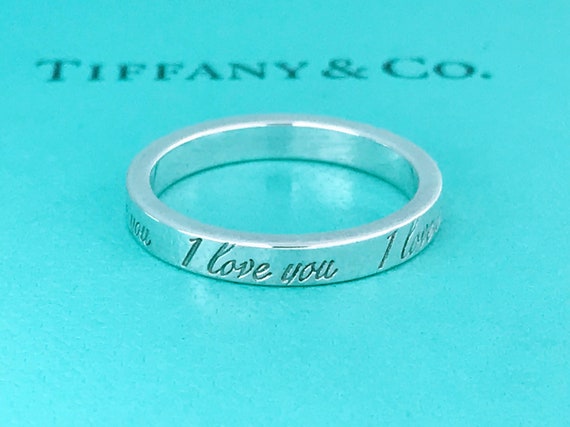 I Love You Diamond Band Ring, 14K White Gold