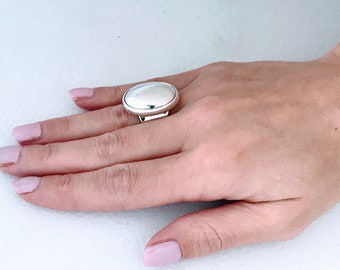 アクセサリー Vintage Mexican Silver Oval Ring 925 Mexico 925 Silver Sandstone Oval Inlay Vintage Signet Ring