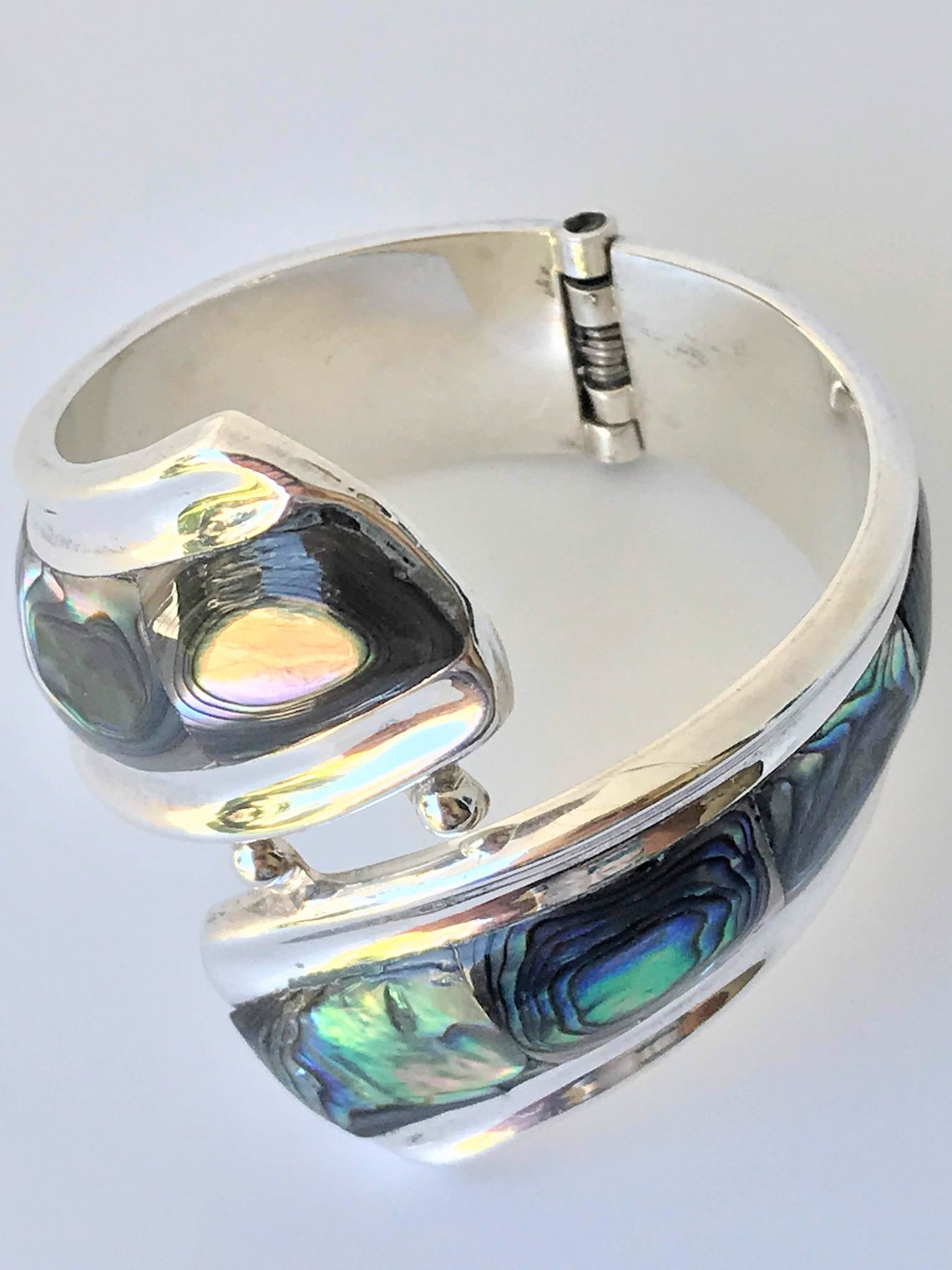 Vintage Taxco Sterling Silver Abalone Modernist Cuff Bracelet - Etsy