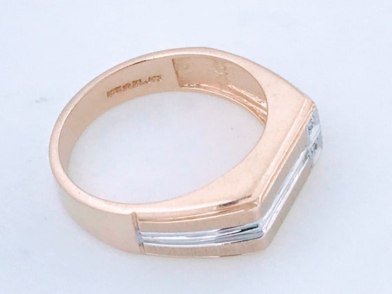 10K Gold Modernist Rectangular Dome Ring Band, Co… - image 5