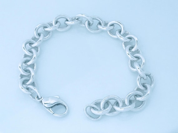 Vintage Solid Sterling Silver Thick Cable Rolo Ch… - image 4