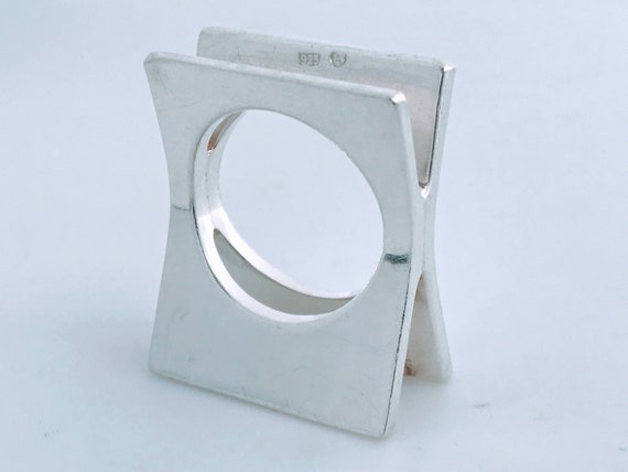 Modernist Rectangular X Shaped Sterling Silver Ri… - image 3