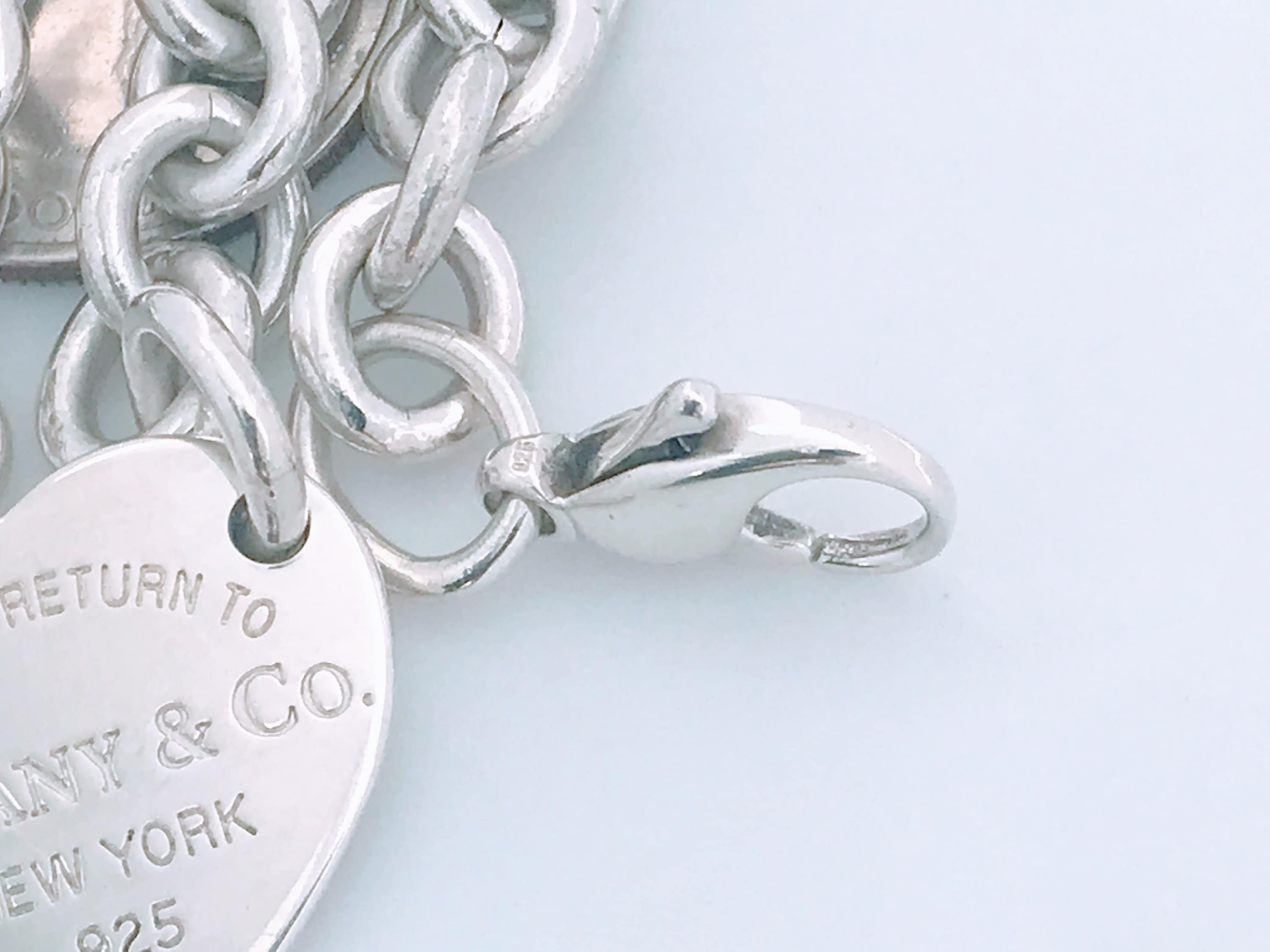 Authentic Tiffany Co Sterling Silver Heart Tag Charm Bracelet