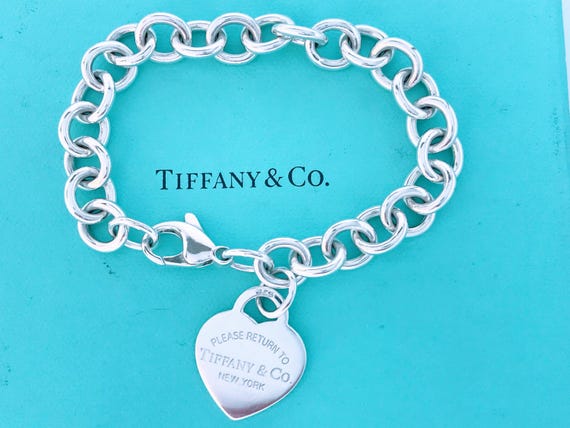 Tiffany & Co Sterling Silver Heart Tag Charm Bracelet, Tiffany Co