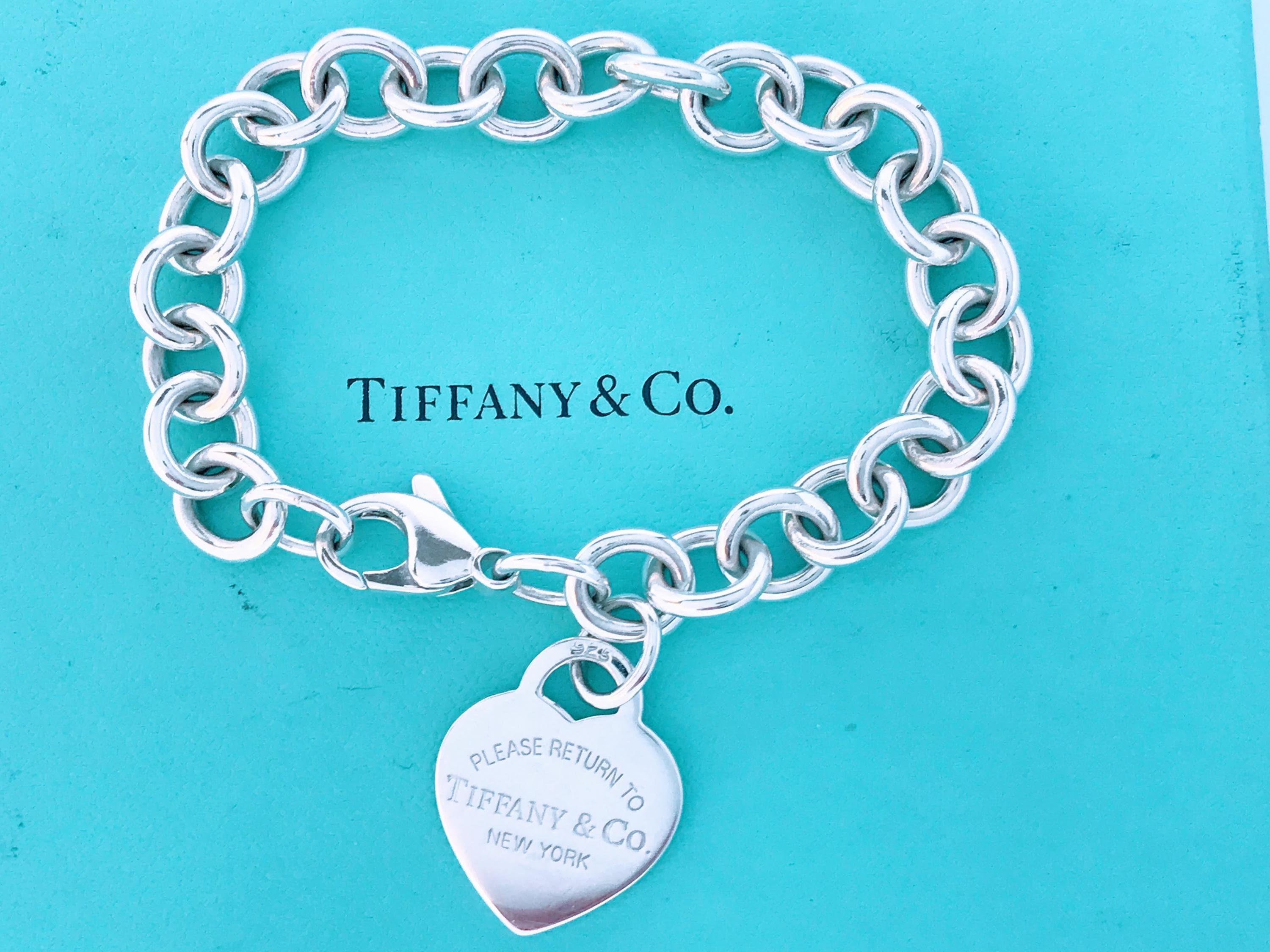 Tiffany & Co Sterling Silver Heart Tag Charm Bracelet, Tiffany Co