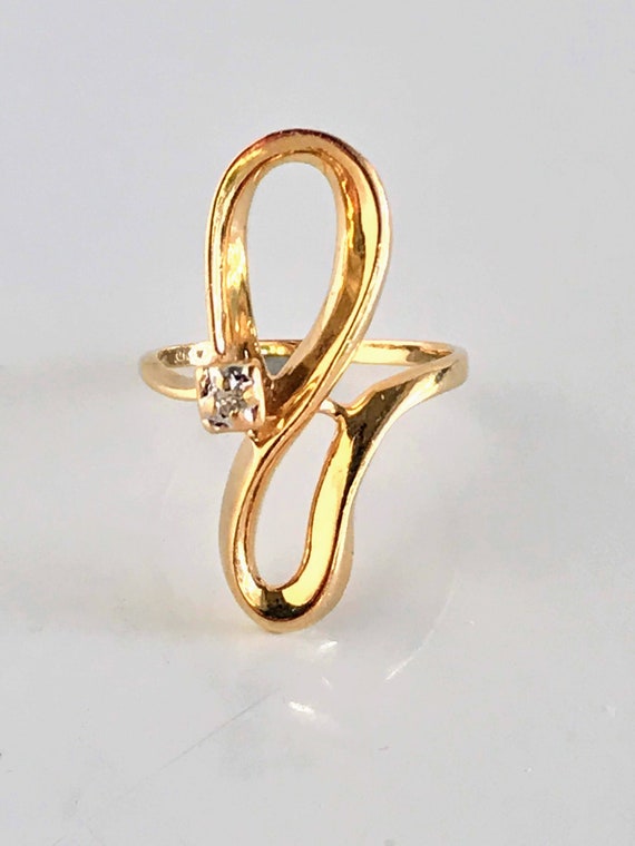 10K Yellow Gold Modern Swirl Ring, Chunky 10k Gol… - image 4