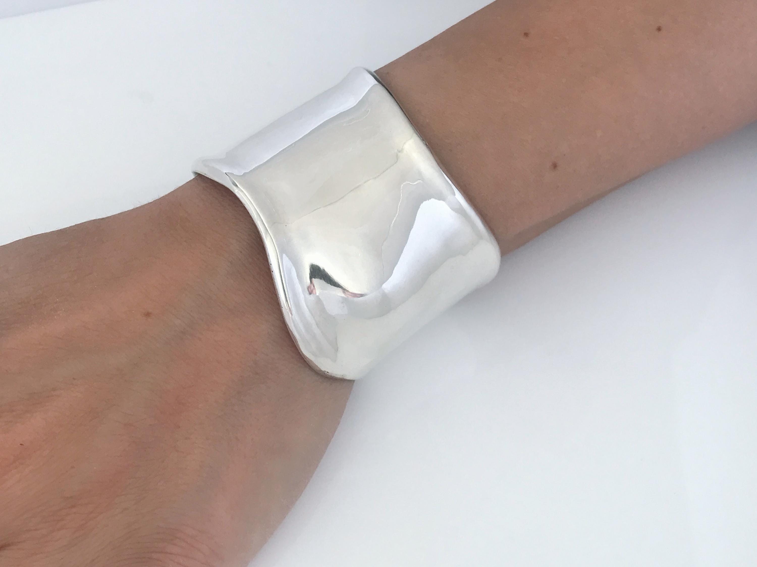 Vintage Taxco Mexico Modernist Wrist Bone Sterling Silver