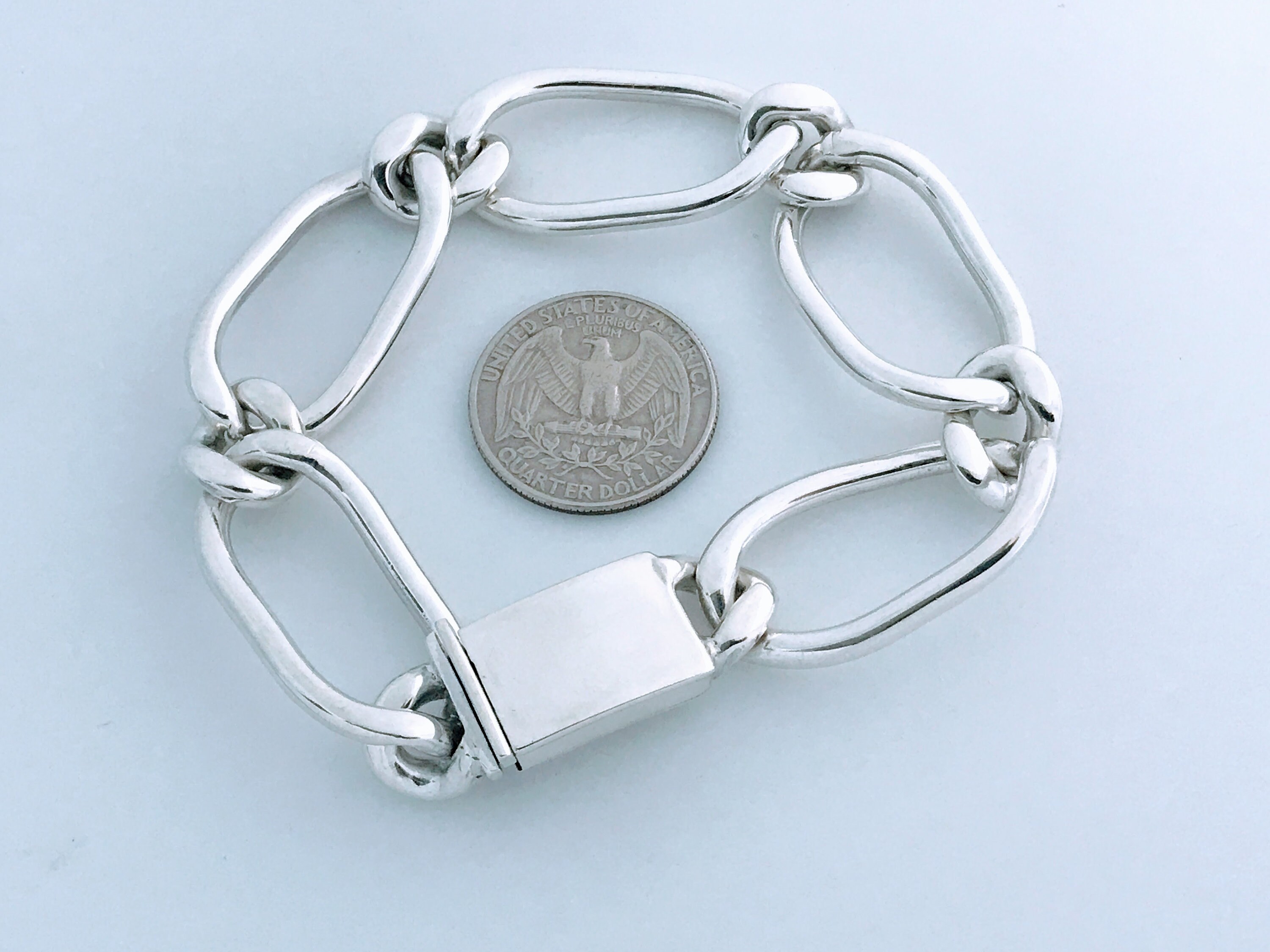 Vintage Taxco Mexico Big Heavy 925 Sterling Silver Chain Vintage Taxco Mexico Big Heavy 925 Sterling Silver Chain