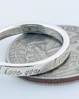Authentic Tiffany & Co Sterling Silver Notes I Love You Band Ring