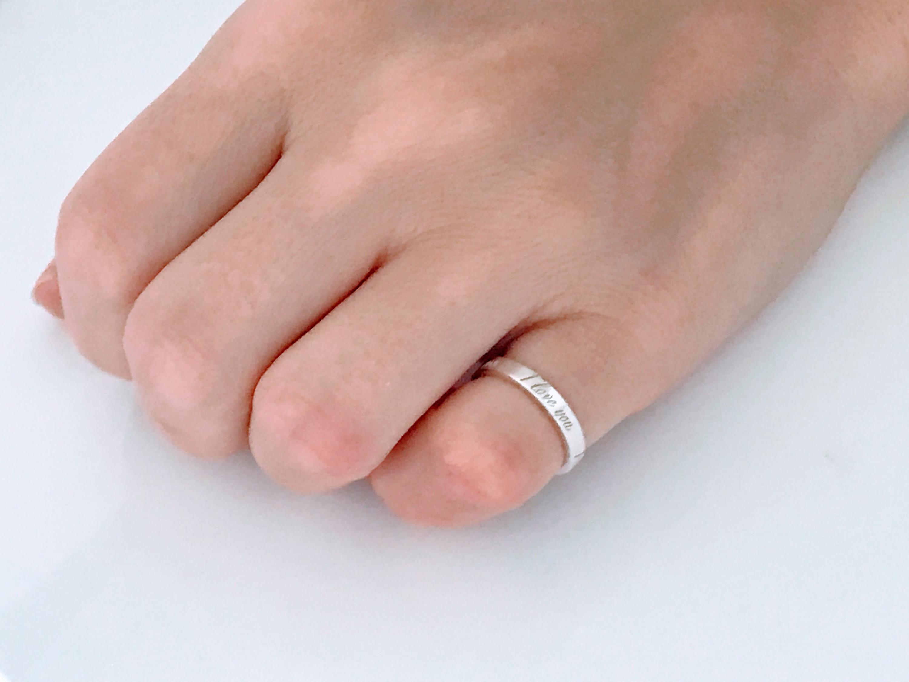 Authentic Tiffany & Co Sterling Silver Notes I Love You Band Ring