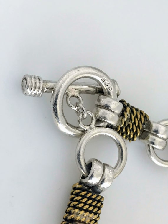 Retro Modernist Sterling Silver Brass Rope Knot T… - image 10