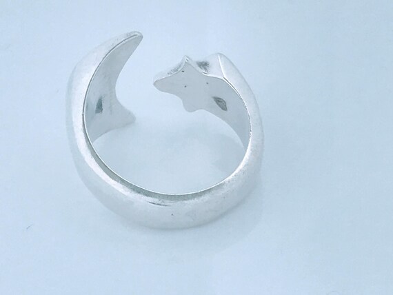 Chunky Vintage Solid Sterling Silver Crescent Moo… - image 5