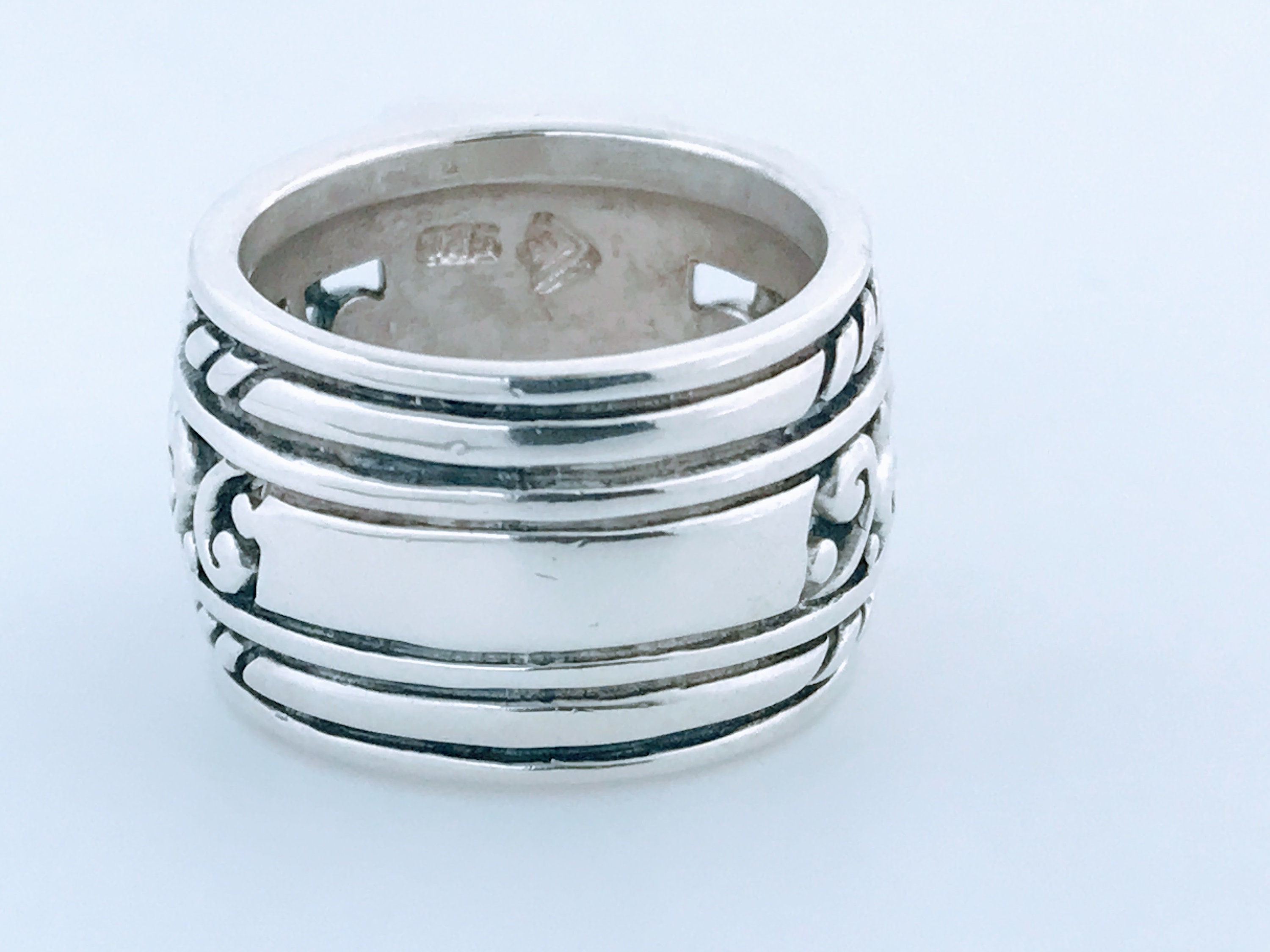 Silpada Wide Heavy Sterling Silver Black Onyx Ring Band