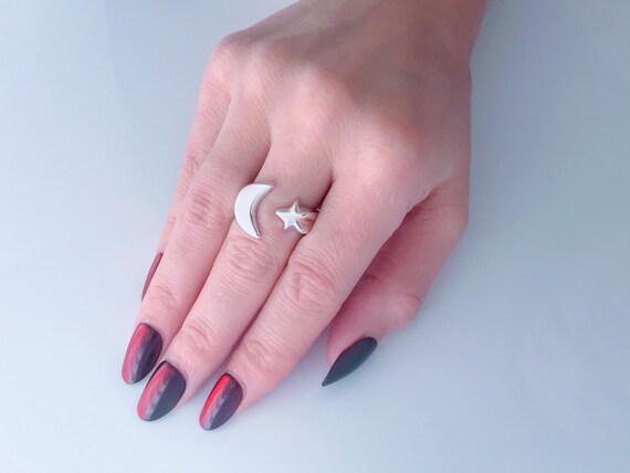 Chunky Vintage Solid Sterling Silver Crescent Moo… - image 10