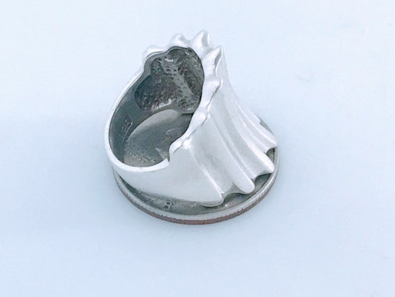 Sterling Silver Ribbed Fluted Concave Dome Ring C… - image 8