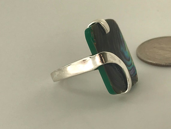 Abalone Sterling Silver Modernist Ring, Abalone I… - image 4