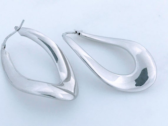 Polished Sterling Silver Large Oval Twist Hoop Ea… - image 5