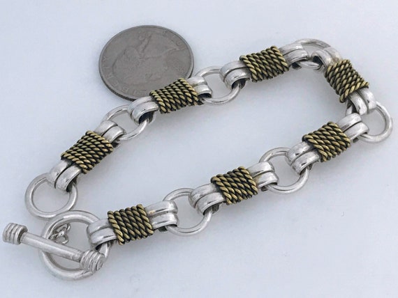 Retro Modernist Sterling Silver Brass Rope Knot T… - image 9