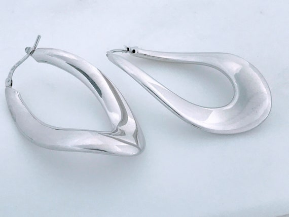 Polished Sterling Silver Large Oval Twist Hoop Ea… - image 4