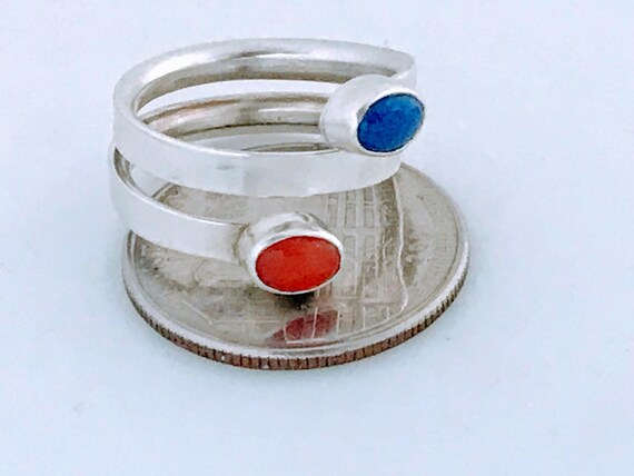 VTG Navajo Ronnie Willie Sterling Silver Red Blue… - image 5
