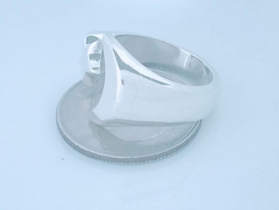 Chunky Vintage Solid Sterling Silver Crescent Moo… - image 7