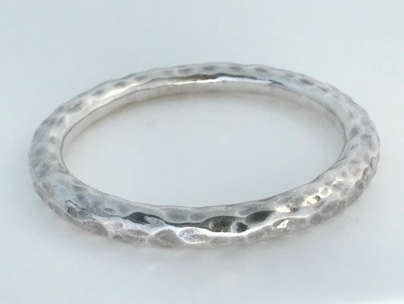 VTG Mexico Round Hammered Sterling Silver Bangle … - image 4