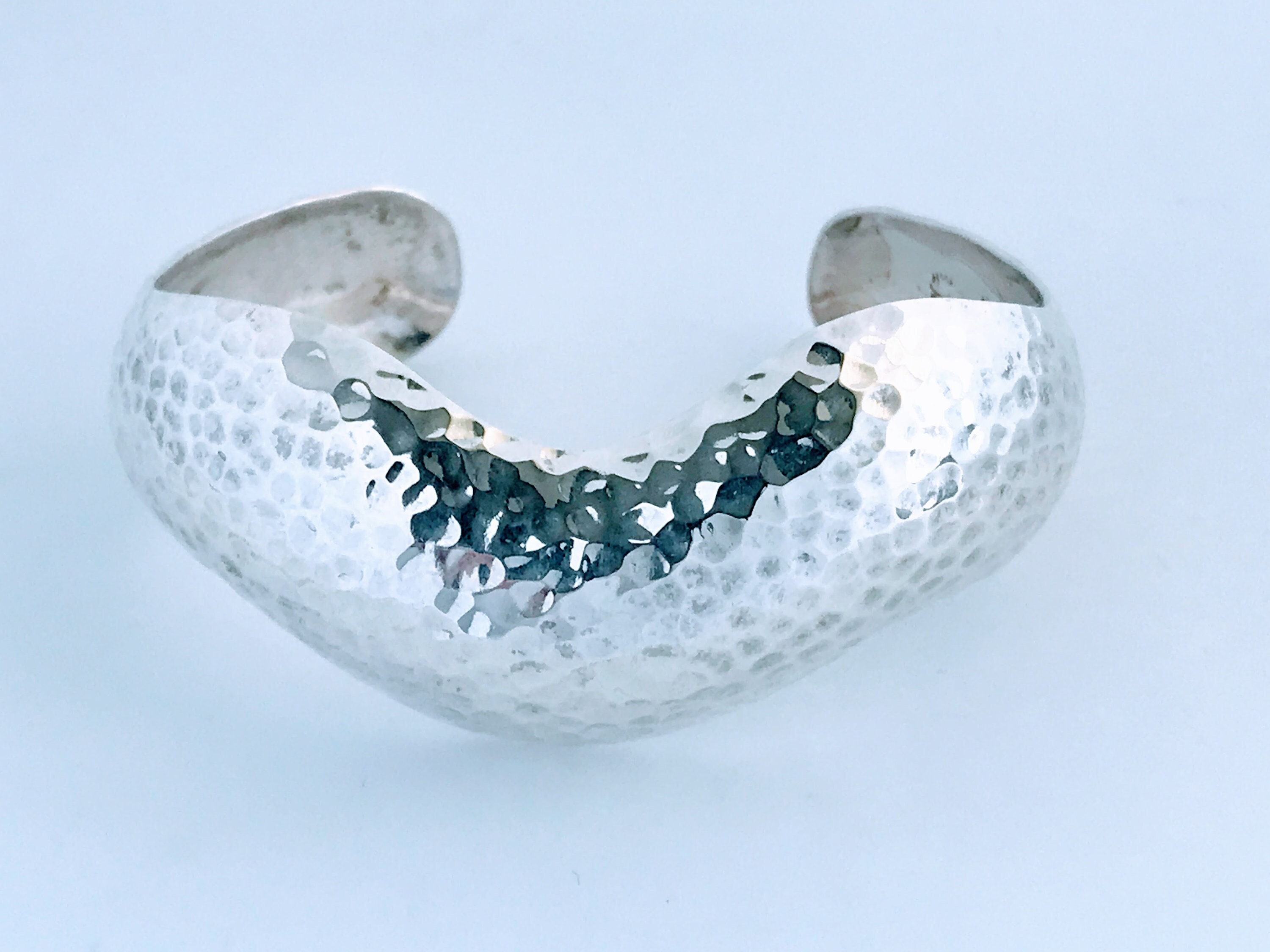 Taxco Mexico Hammered Sterling Silver Cuff Bracelet, MCM Janna