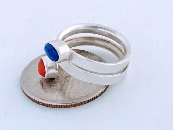VTG Navajo Ronnie Willie Sterling Silver Red Blue… - image 7