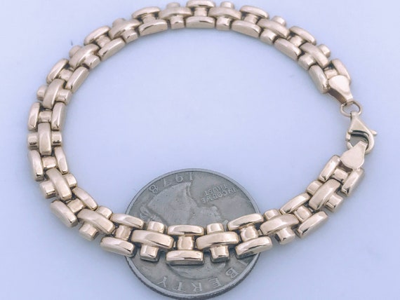 10k Yellow Gold Chunky Panther Link Bracelet, Rea… - image 6