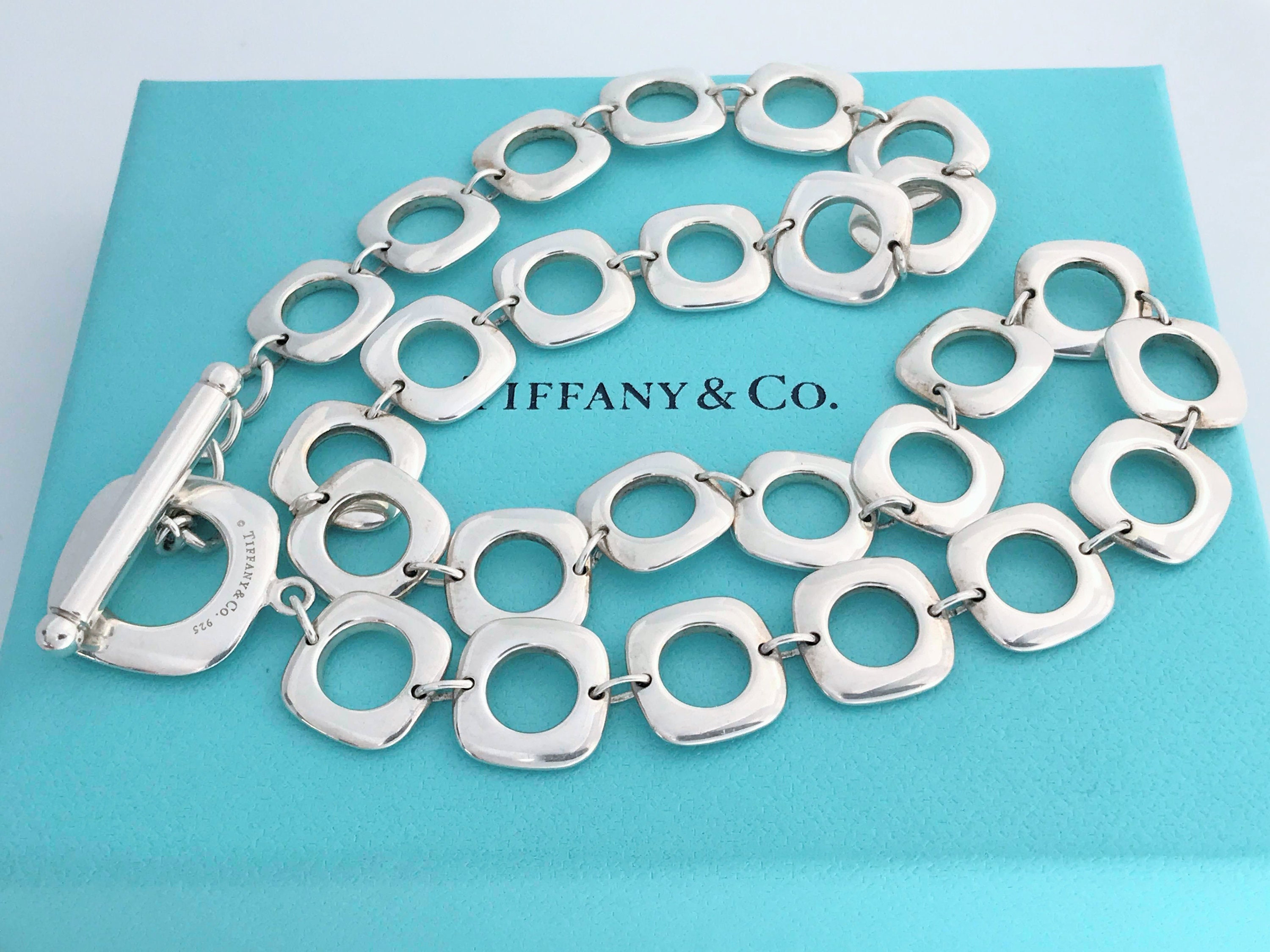 Authentic Tiffany & Co Sterling Silver Square Cushion Link Authentic Tiffany & Co Sterling Silver Square Cushion Link